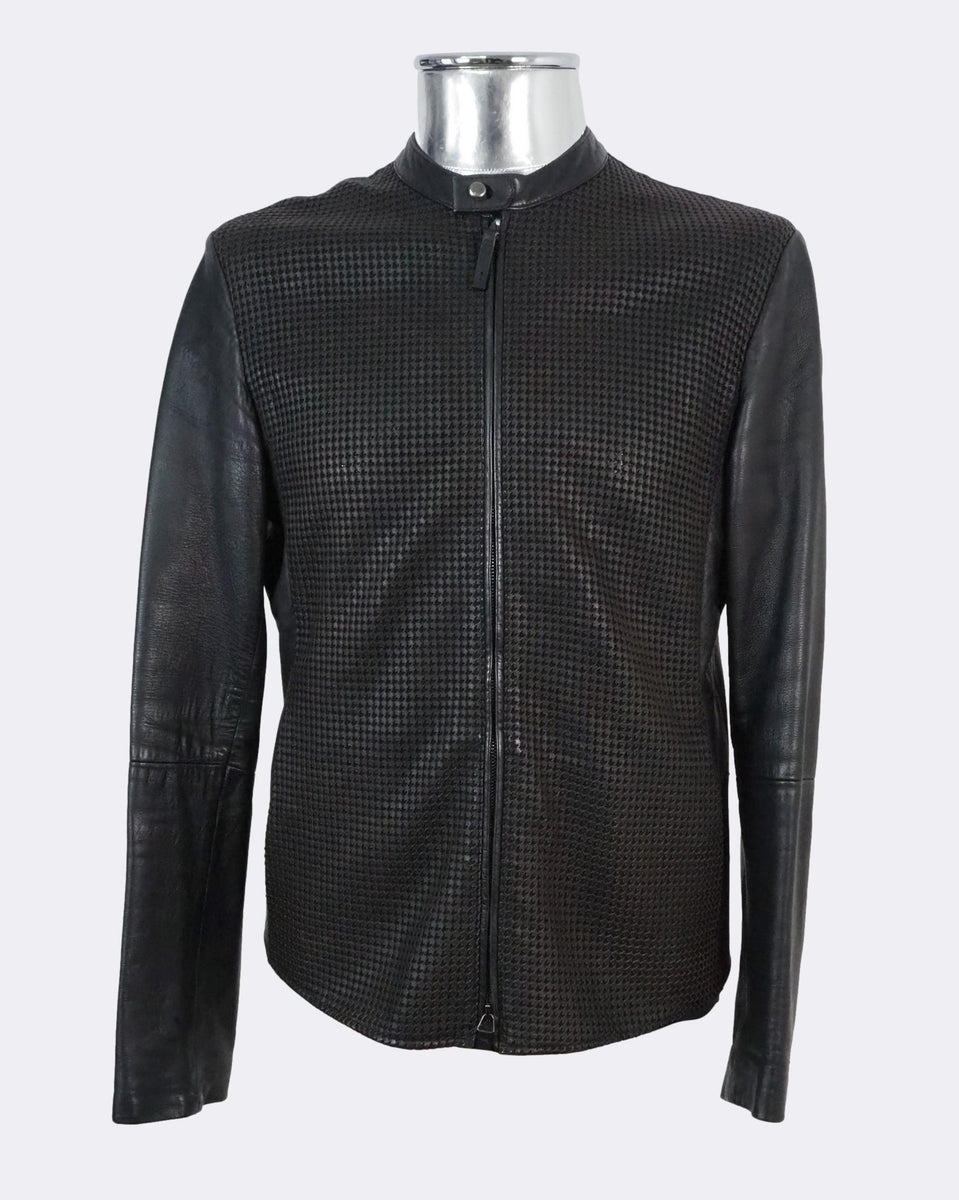 ジャケット・アウター ARMANI COLEZIONI - design emboss jacket Leather bomber jacket Giorgio Armani - SchaferandweinerShops