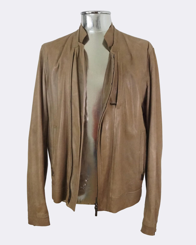 Asymmetric Zip front Leather Jacket
