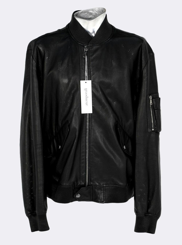 Perforated Leather Bomber Jacket