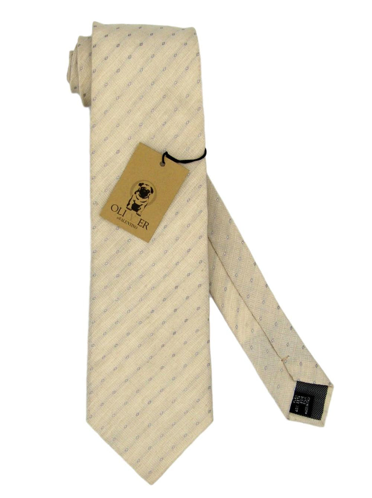 Men's Valentino Cream Pinstripe Silk Tie - atemporali