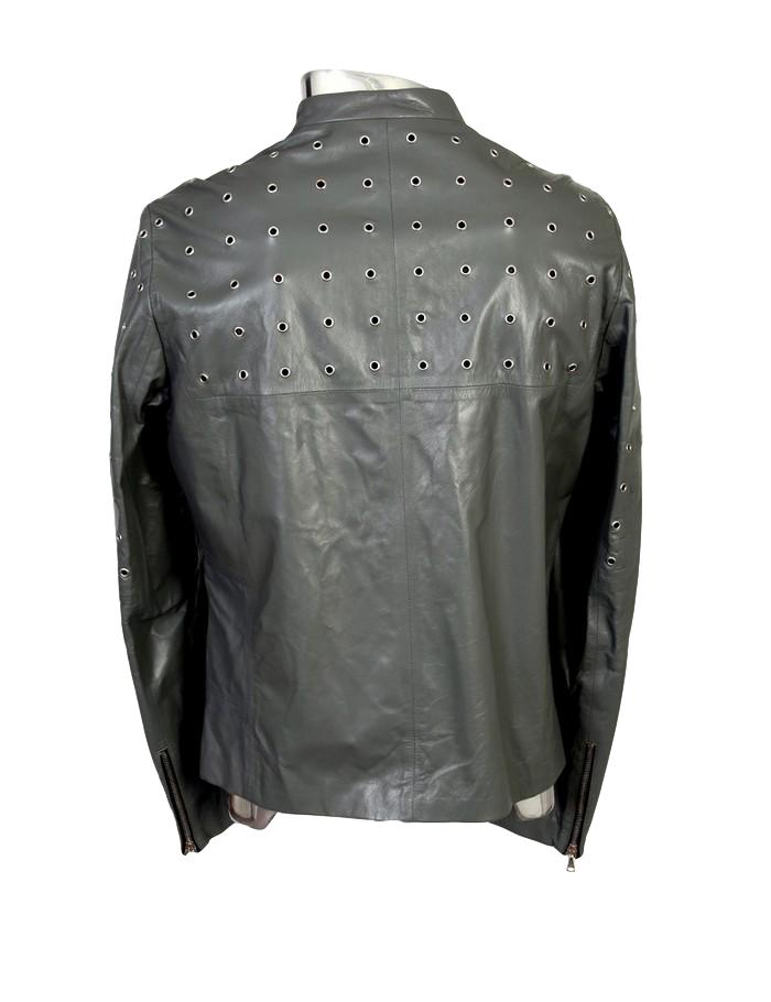 Mens leather jacket with spikes on shoulder hotsell