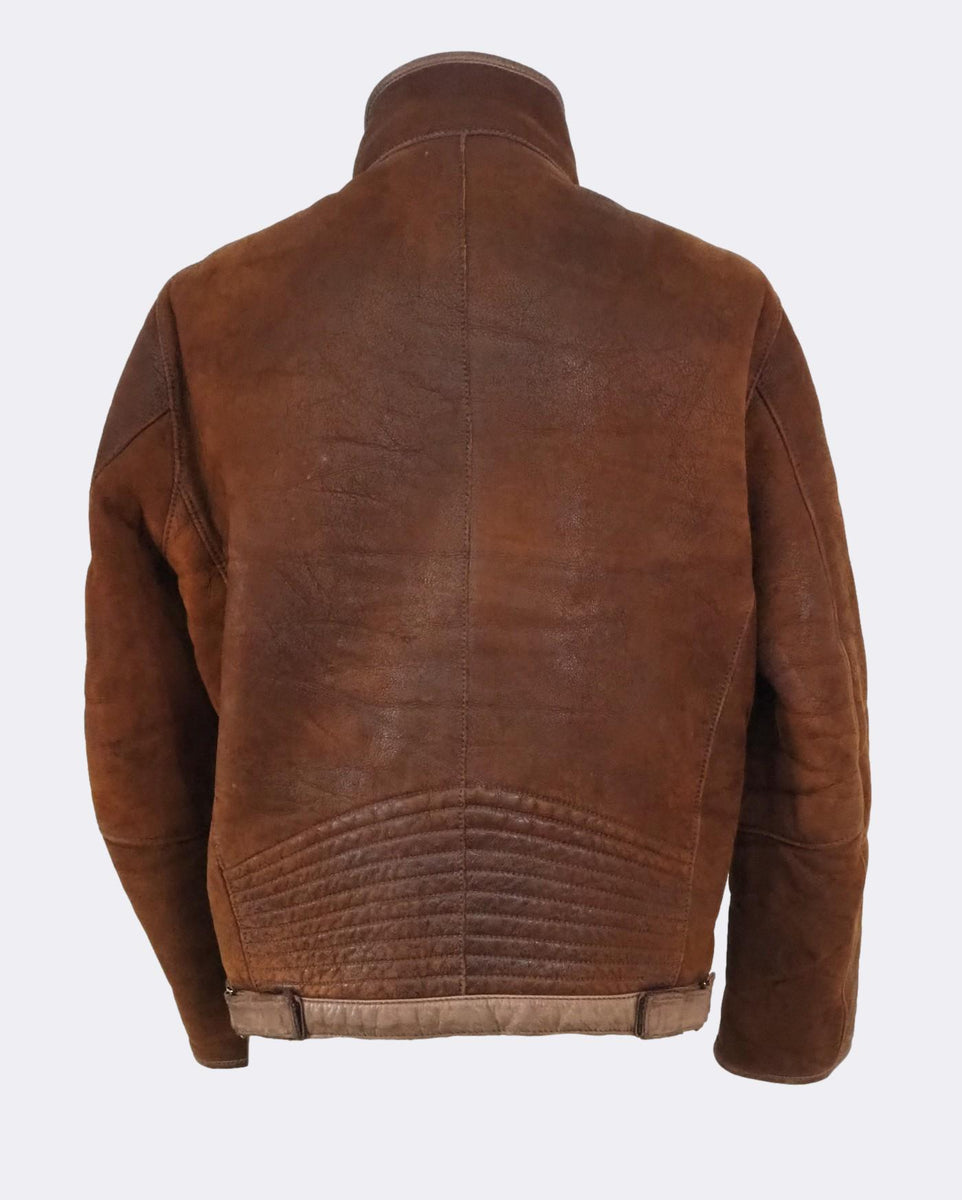 Juice Distressed Shearling Leather Jacket