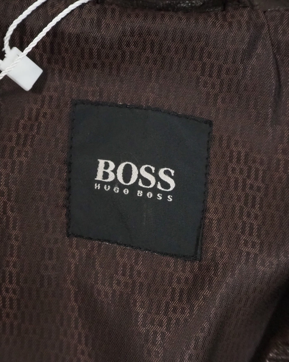 Men's Hugo Boss Crocodile Embossed Leather Blazer Jacket Brown