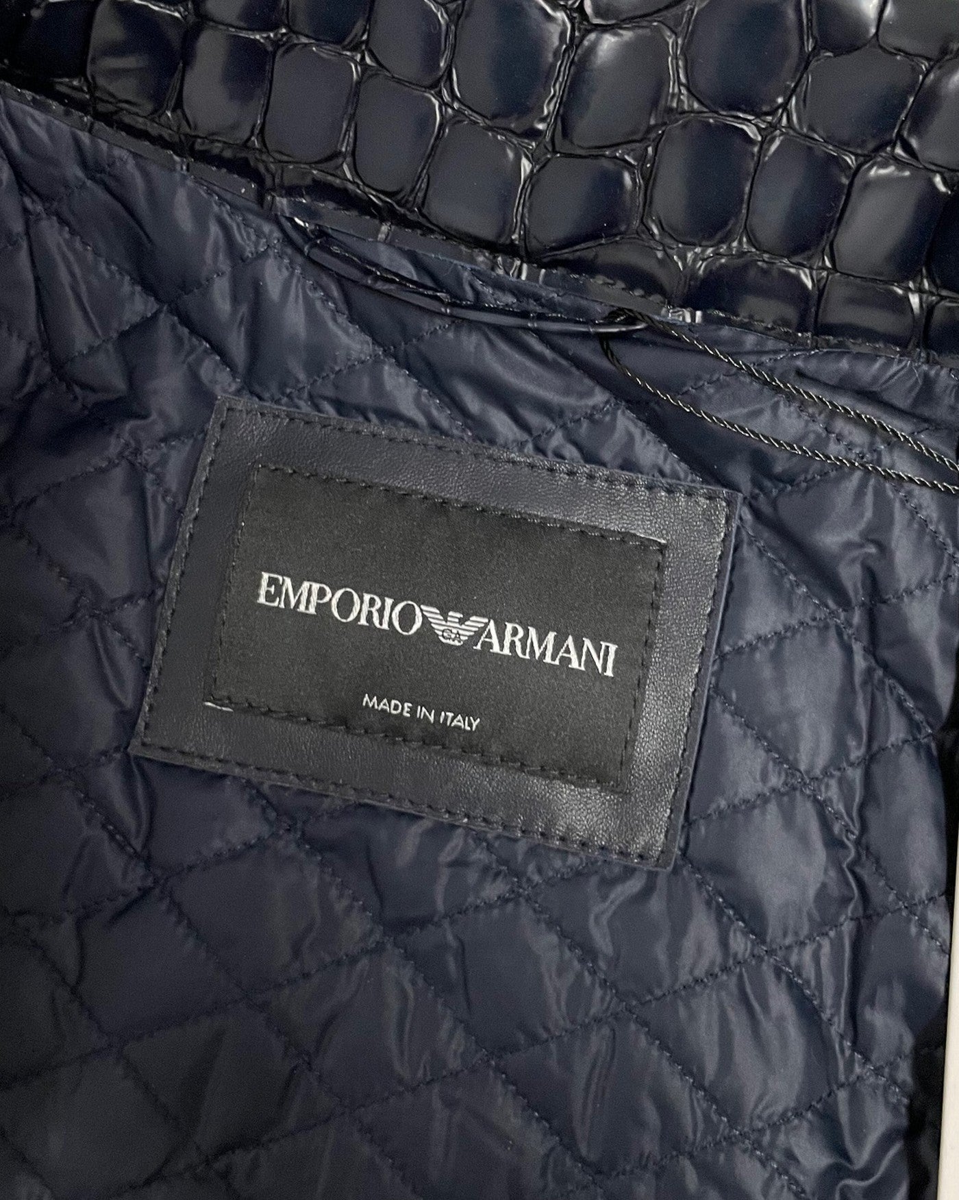 Men's Emporio Armani Patent Crocodile Embossed Leather Jacket Medium ...