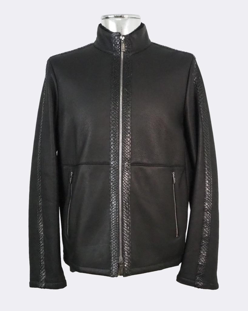 Shearling Leather Jacket With Python Skin