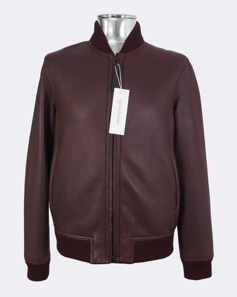 Reversible Lambskin Shearling Leather Bomber Jacket