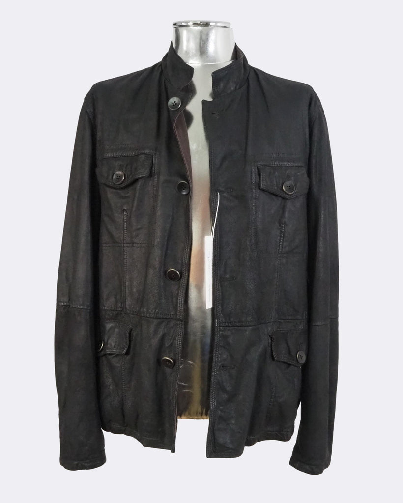 Black Leather Field Jacket