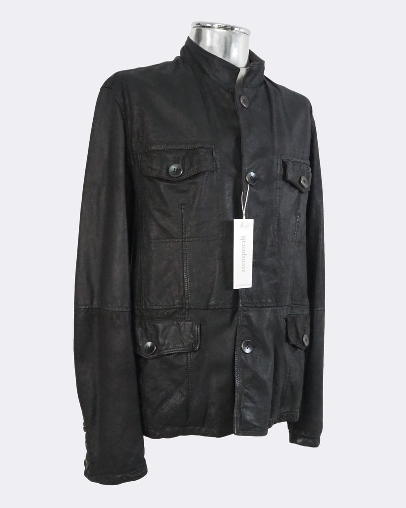 ジャケット・アウター archive EMPORIO ARMANI Leather Jacket Men's Emporio Armani Black Leather Field Jacket Black XL – atemporali
