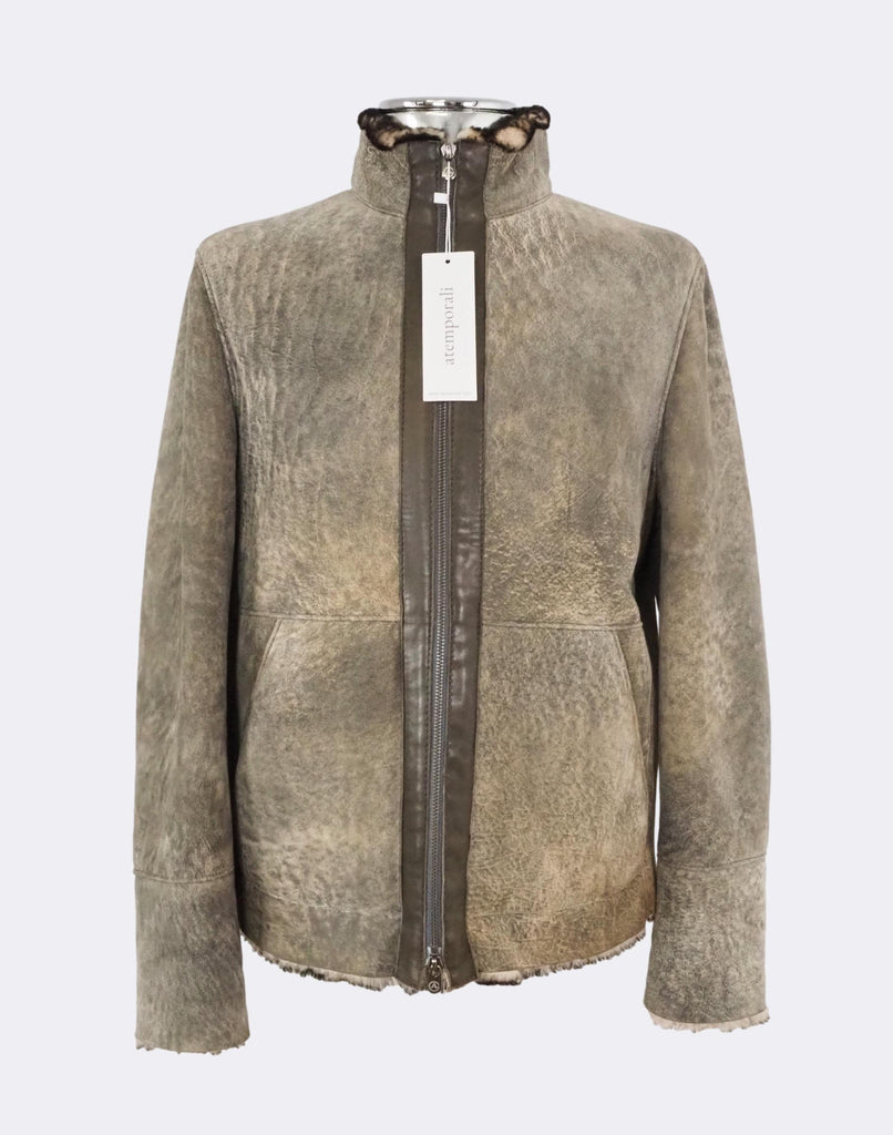 Brown Lambskin Shearling Leather Jacket