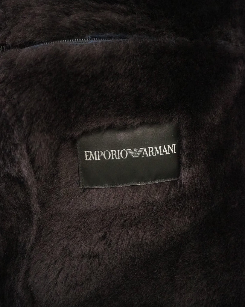 Men s Emporio Armani Blue Shearling Lambskin Leather Jacket EU56