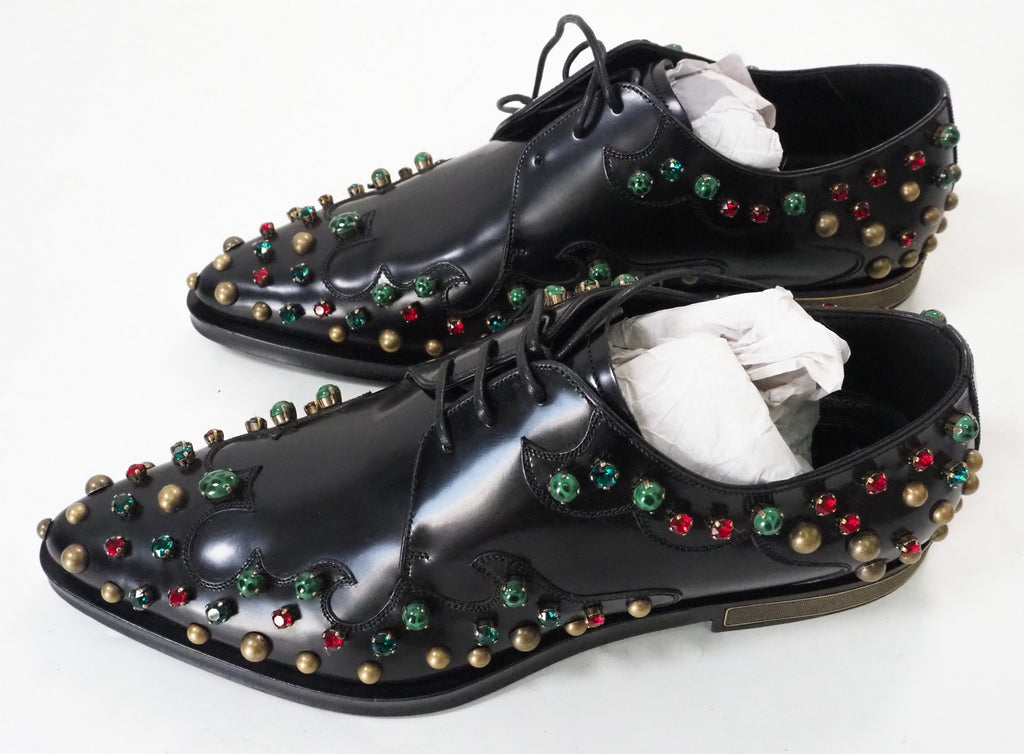 Crystal-embellished Leather Derby shoes