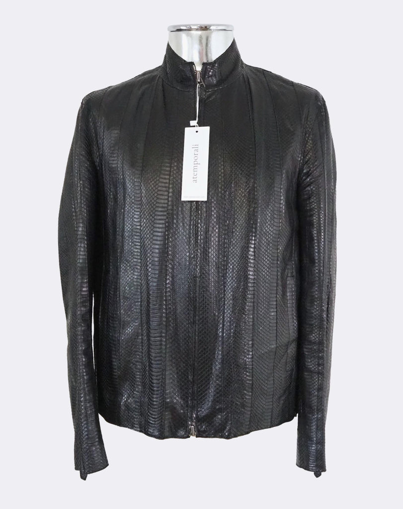 Black Snakeskin Leather Jacket
