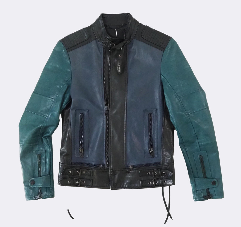 Bull Leather Biker Jacket Tricolor