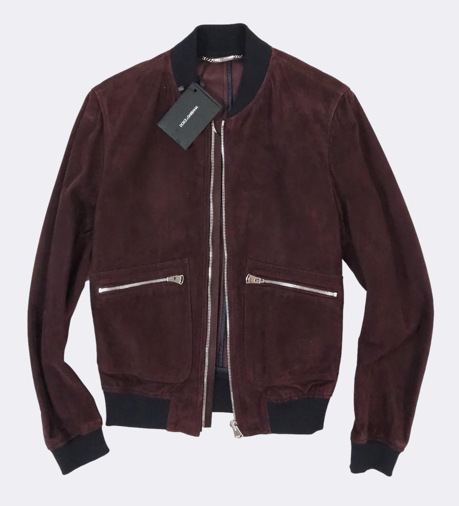 Men's Dolce & Gabbana Purple Lambskin Leather Bomber Jacket Small