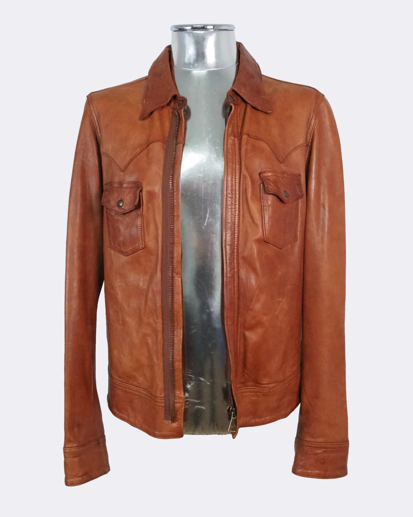 Leather Zip-Front Shirt Jacket