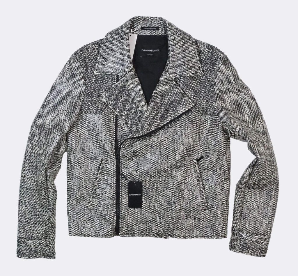 Men's Emporio Armani Acrylic Coated Biker Jacket with Metal