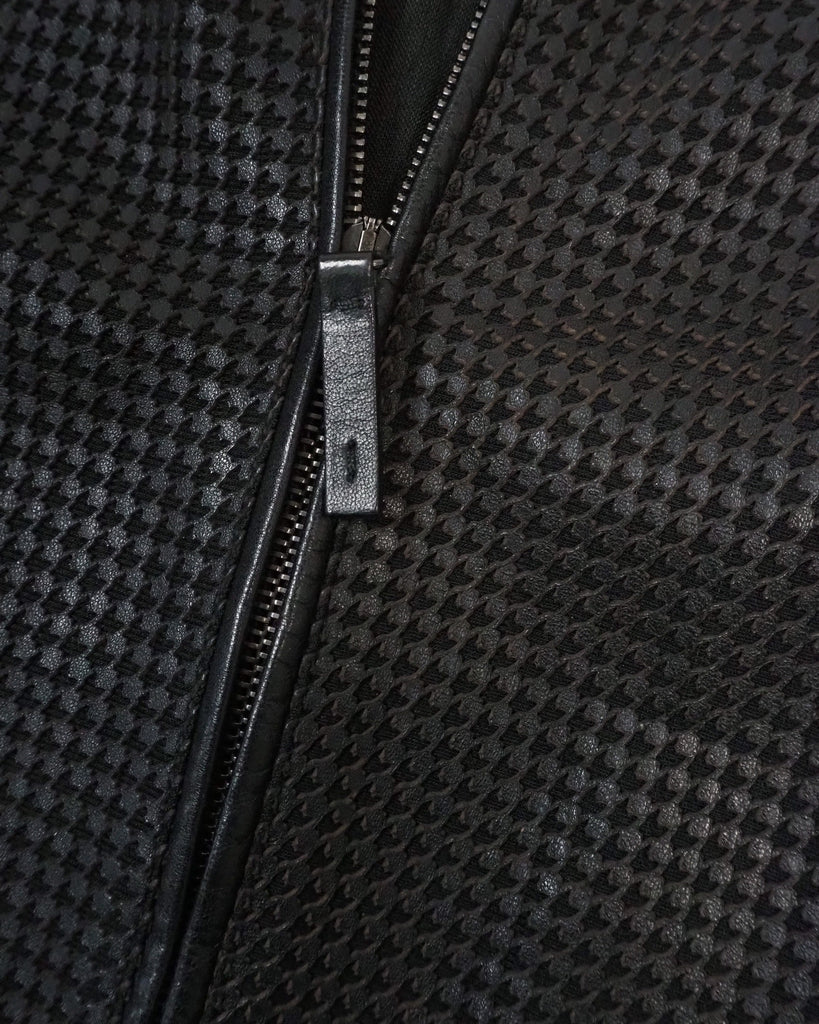 Men's Armani Collezioni Leather Jacket Laser-Cut Front EU46 Small