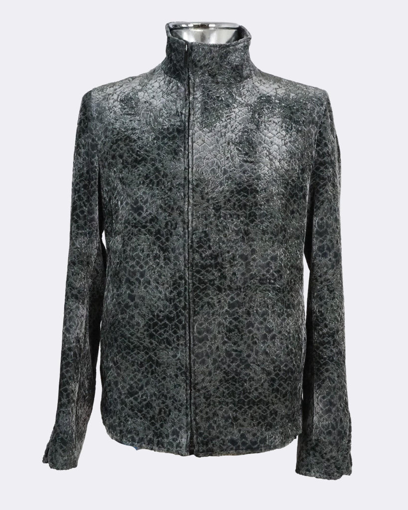 Textured Zip Front Grey Jacket