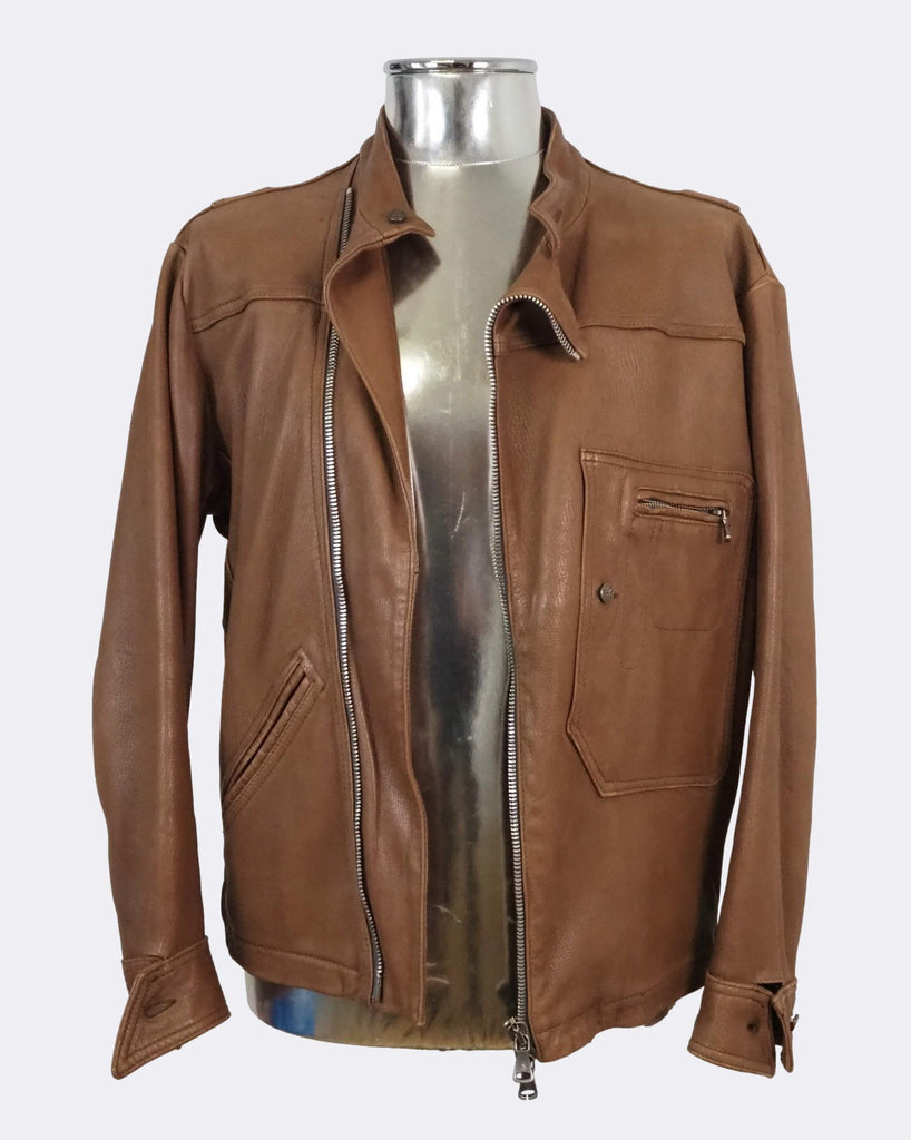 Brown Textured leather Jacket