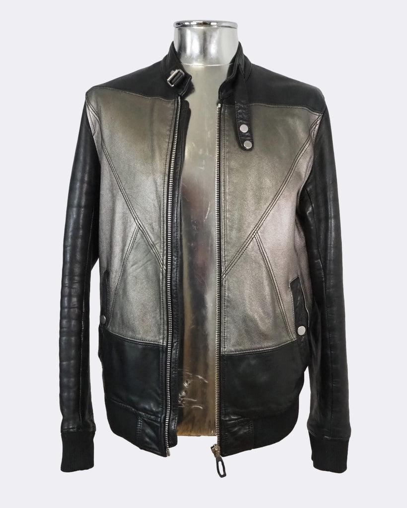 Litriang Silver & Black Leather Jacket