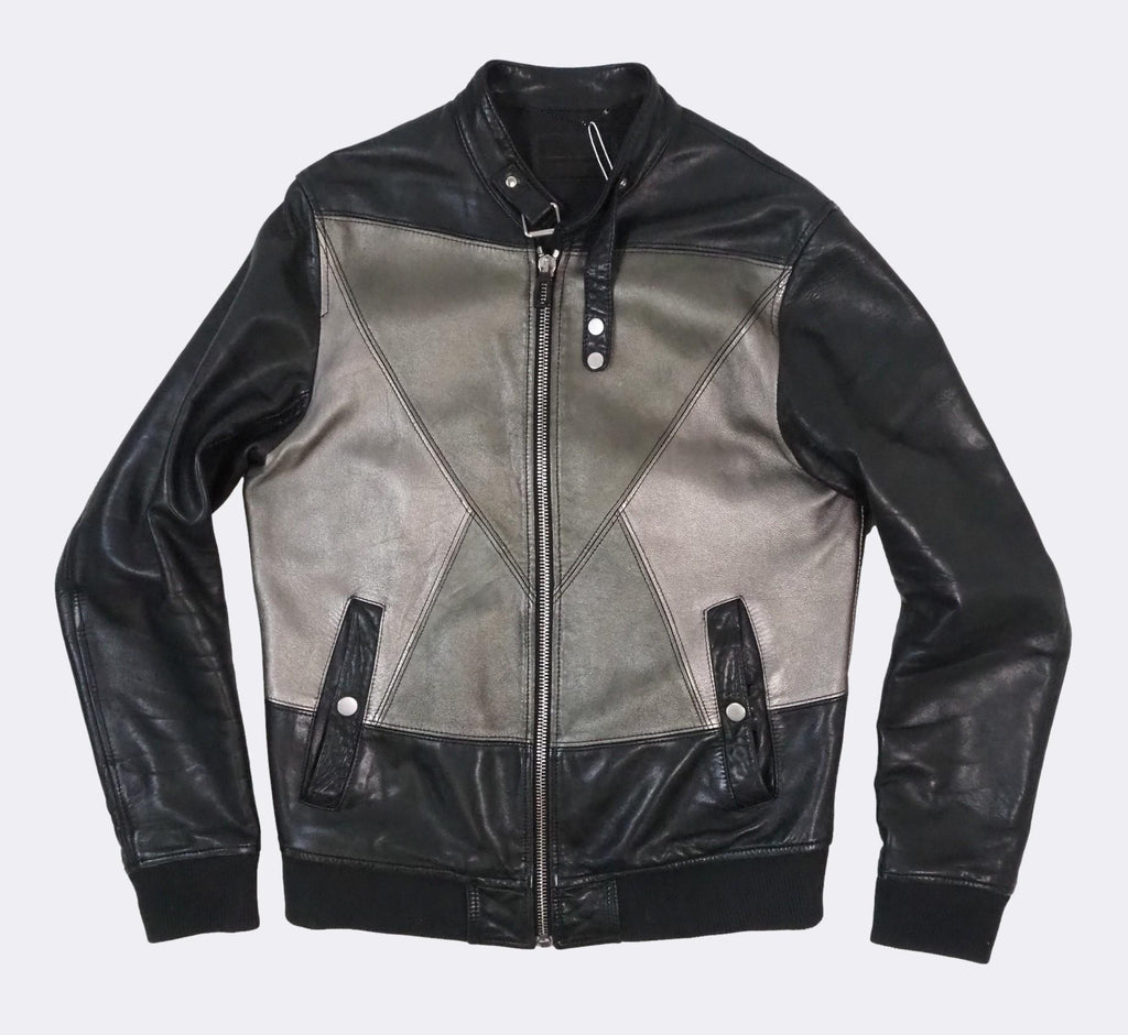 Men's Diesel Black Gold Litriang Silver & Black Leather Jacket – atemporali