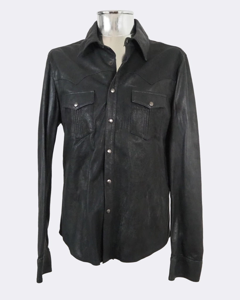 Western Style Leather Popper Shirt