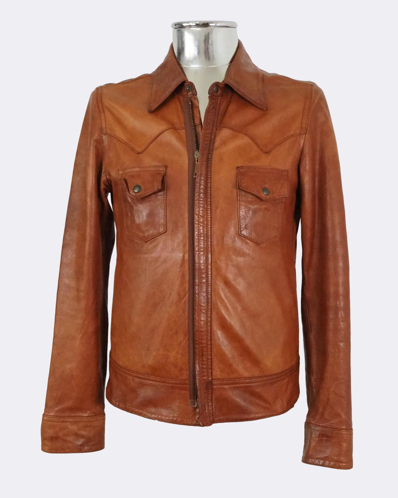 Western Style Leather Shirt Jacket