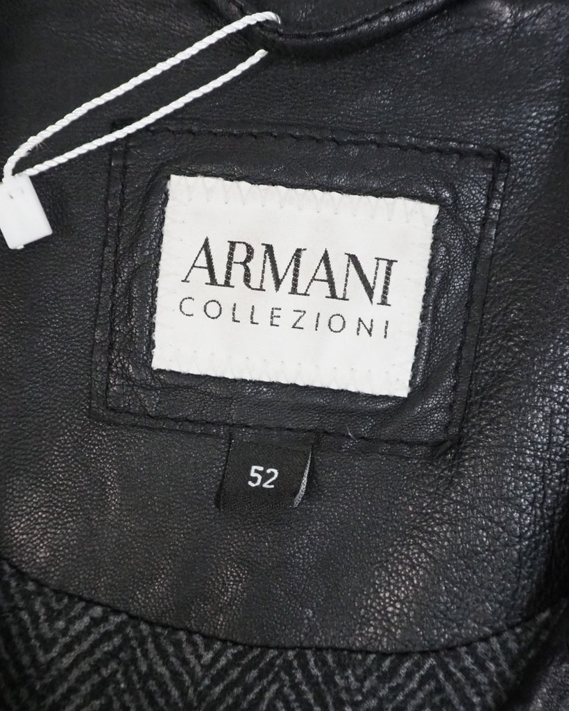 Men's Armani Collezioni Quilted Leather Jacket Black Large