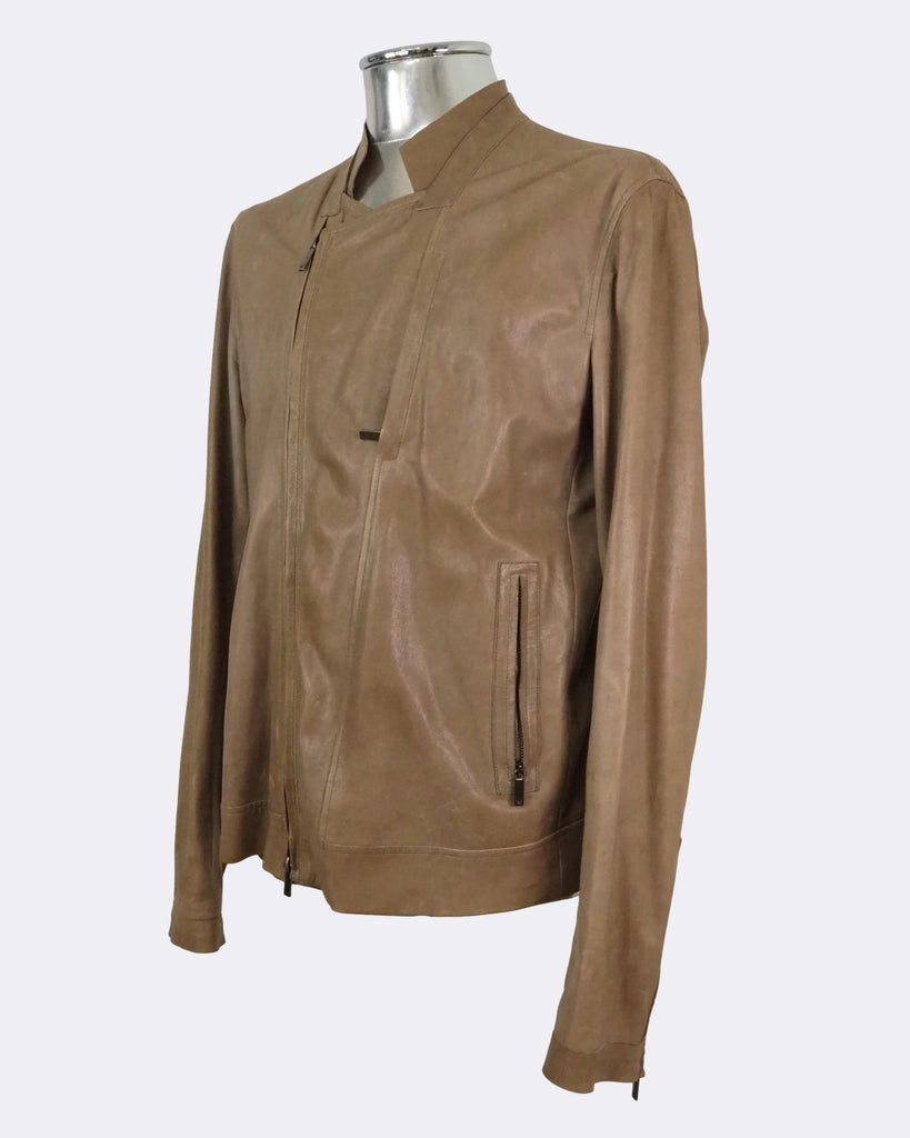 Men's Emporio Armani Laser-cut Biker Leather Jacket EU52 Large
