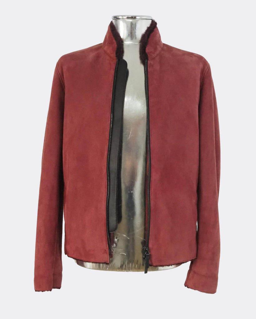 Burgundy Red Lambskin Shearling jacket