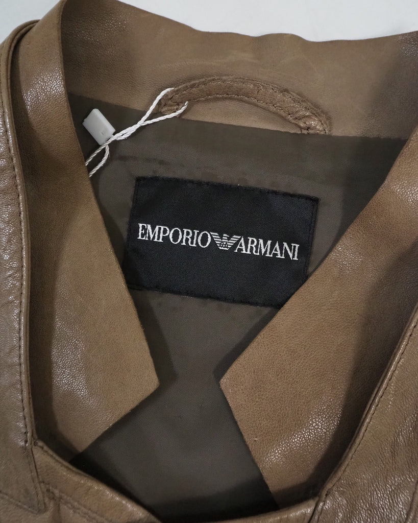 Men's Emporio Armani Laser-cut Biker Leather Jacket EU52