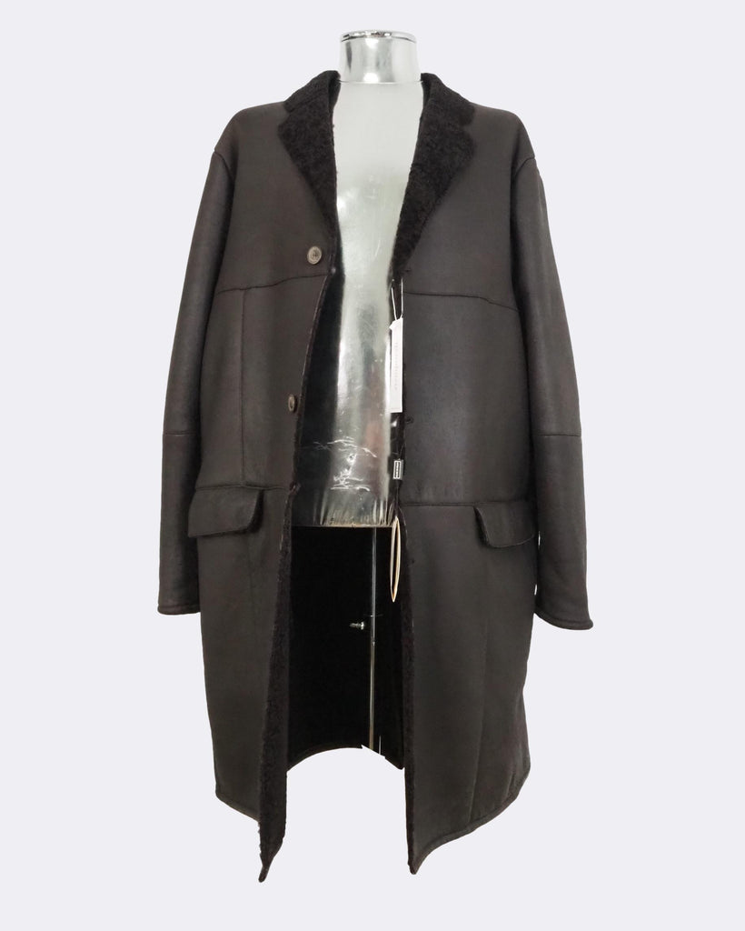 Button-Front Lambskin Shearling Jacket