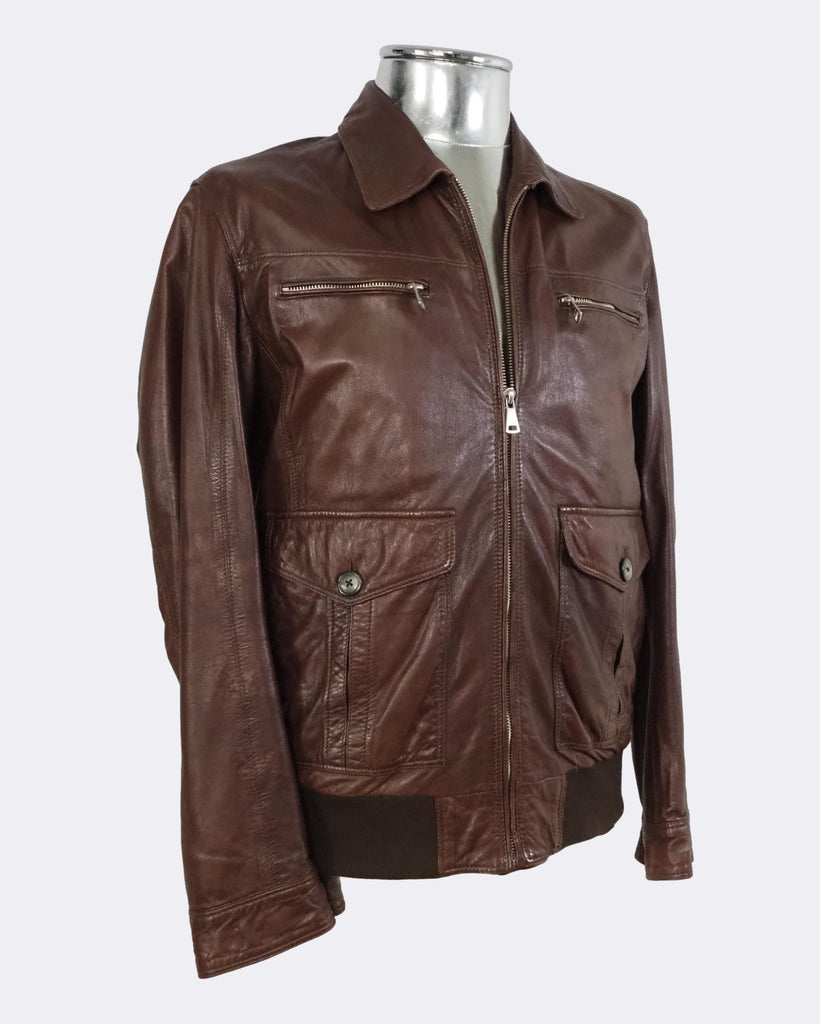 épine leather jacket （ damage brown ）