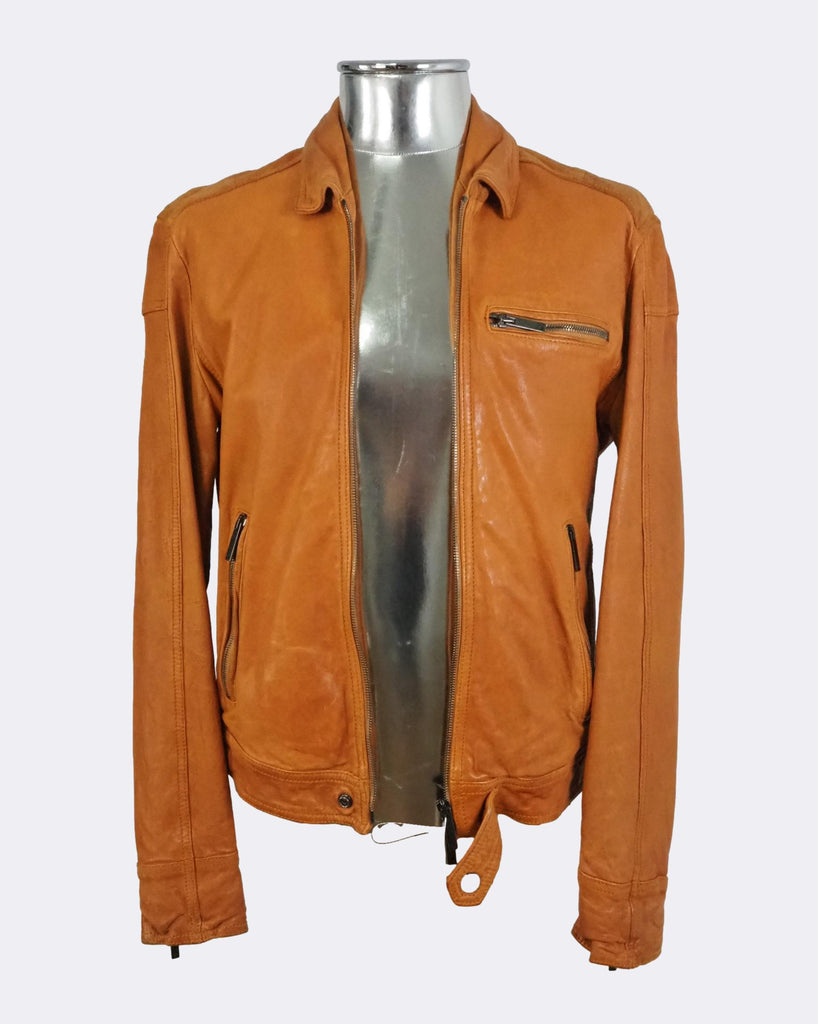 Orange Leather & Suede Jacket