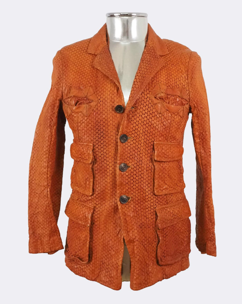 Laser-cut Calf Leather Blazer Jacket