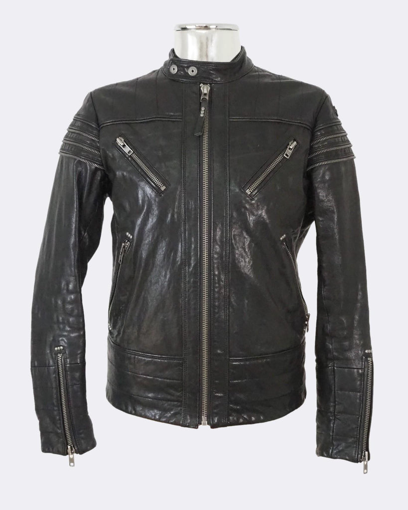Lafsh Leather Jacket with Zip Detailing