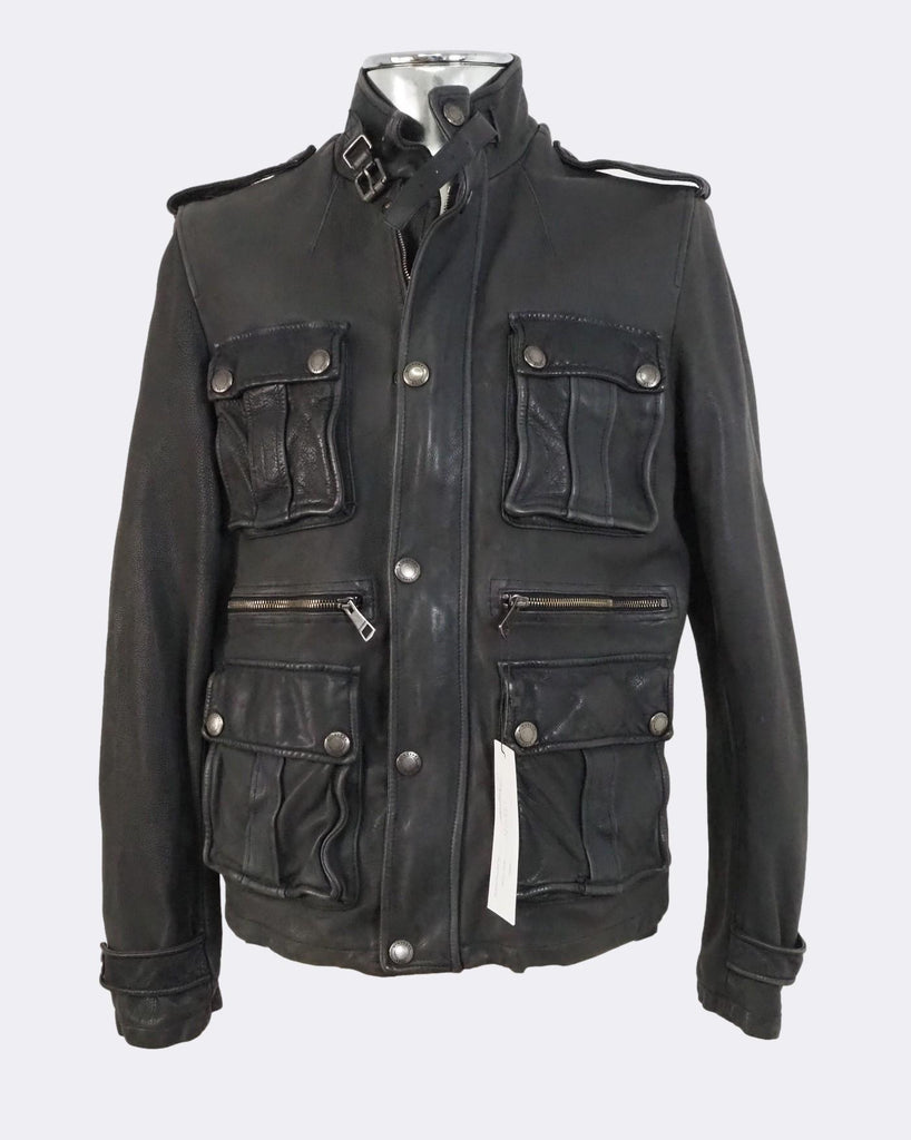 Brown Calfskin Leather Field Jacket XL