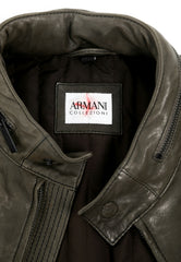 Armani Collezioni Khaki Leather Field Jacket – atemporali