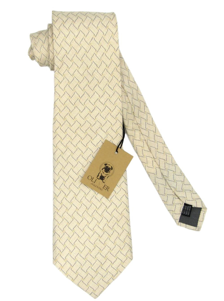 Men's Valentino Cream Wave Silk Tie - atemporali