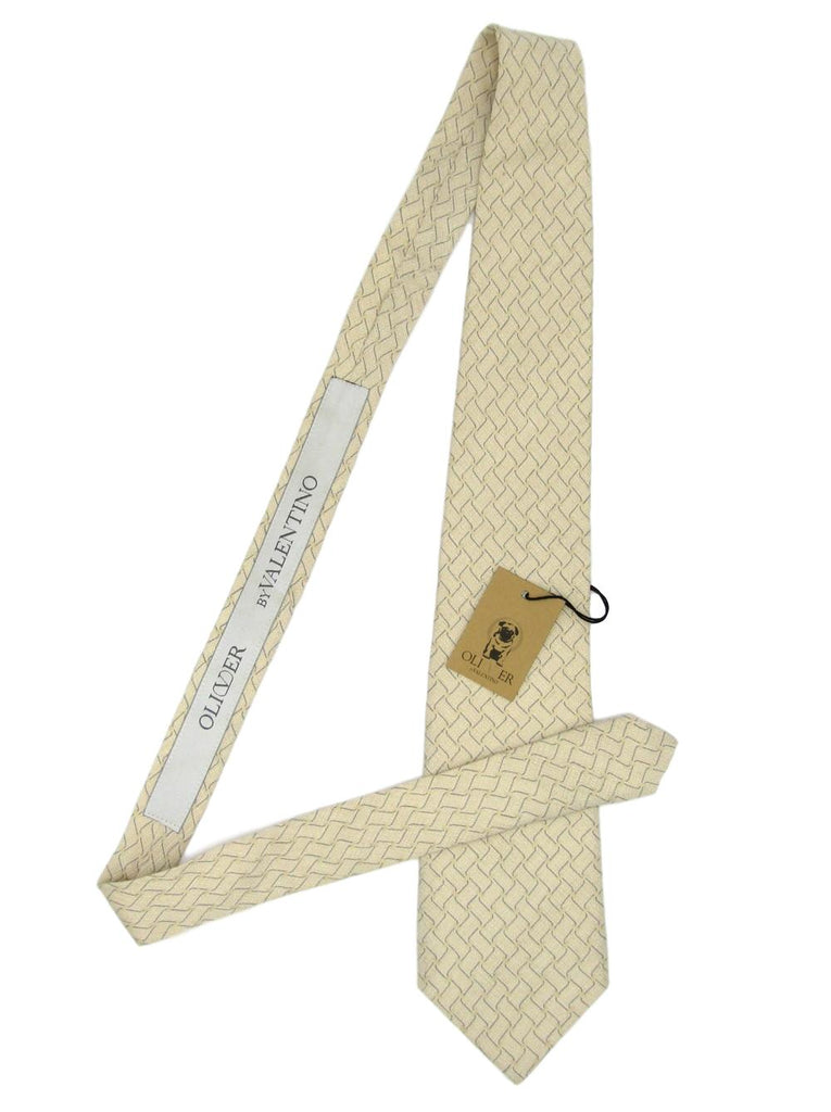 Men s Oliver by Valentino Cream Wave Silk Tie atemporali