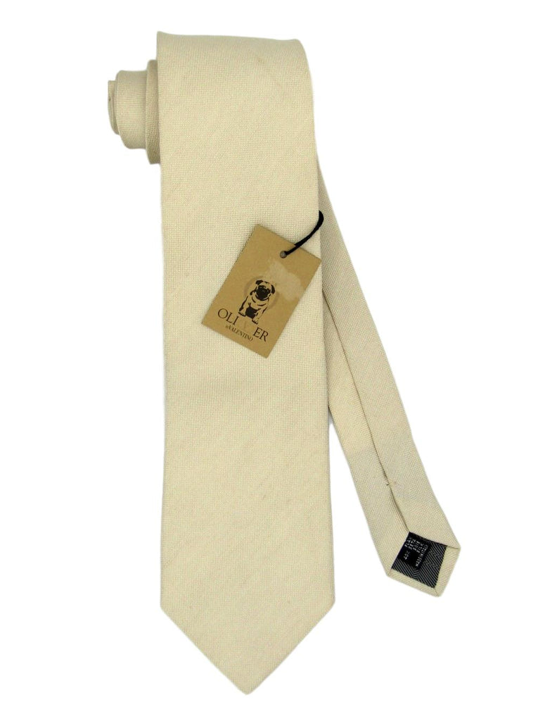 Men's Valentino Plain Cream Silk Tie - atemporali
