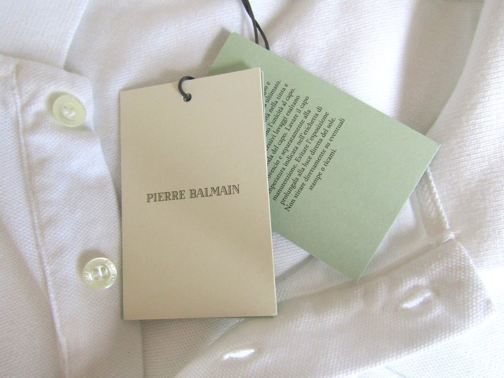 Men's Pierre Balmain Cotton Polo Shirt XXXL White – atemporali