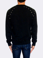 Men s Pierre Balmain Riveted Shoulder Sweatshirt Small Black