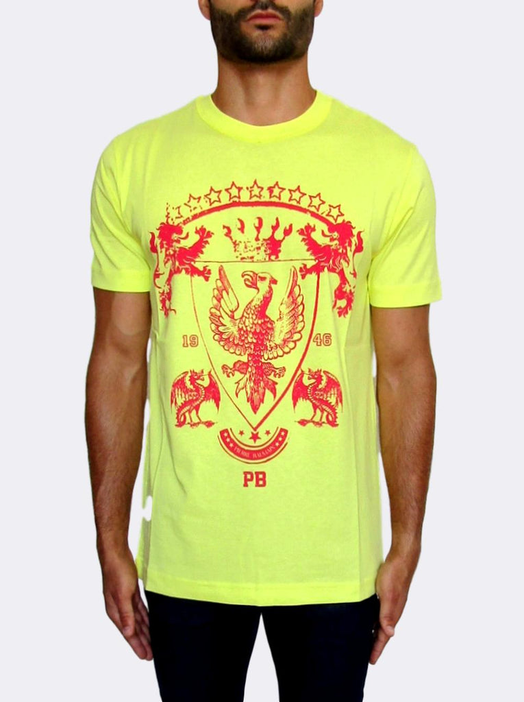 Men's Pierre Balmain Crew Neck Yellow T-shirt - atemporali