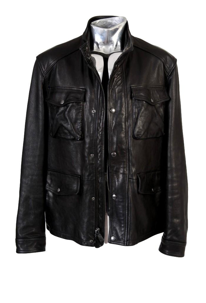 Men's Coach Heavy Leather Field Jacket Black Large EU52 New York