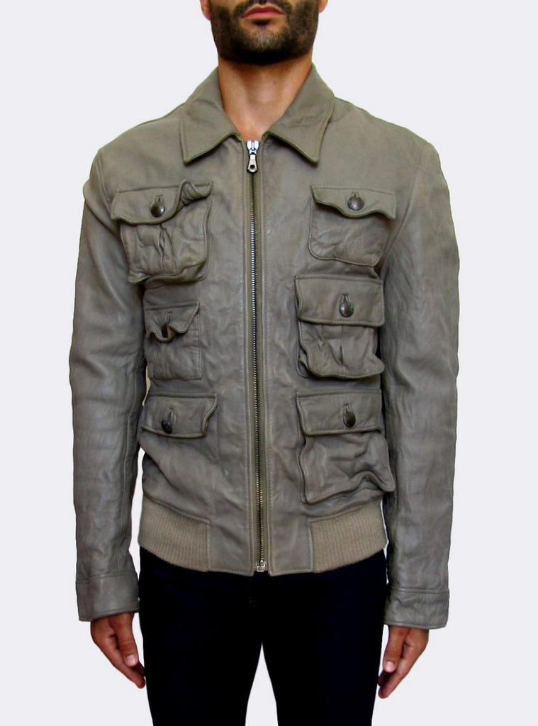 Multi-Pocket Leather Jacket