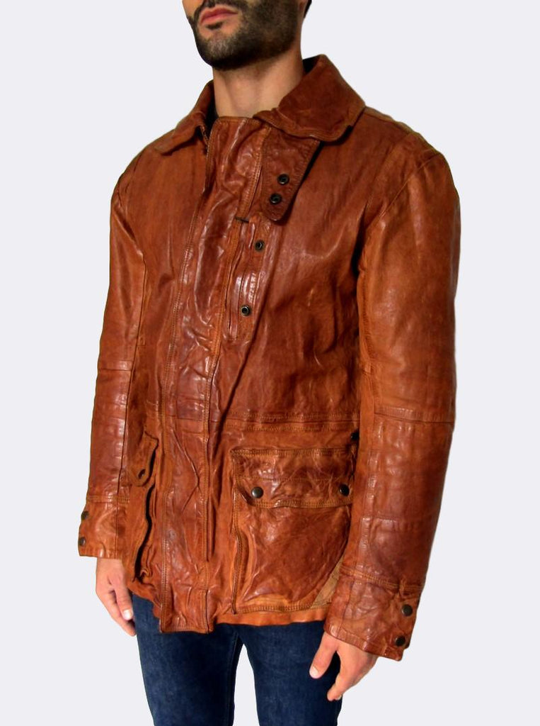 Men s Diesel Cognac Leather Jacket Brown Medium atemporali