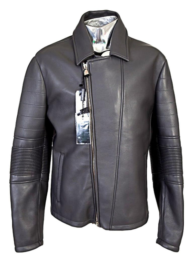 Men's Emporio Armani Ribbed Leather Biker Jacket - atemporali