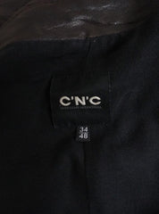 Men's Costume National CNC Zip Front Leather Jacket Brown Medium