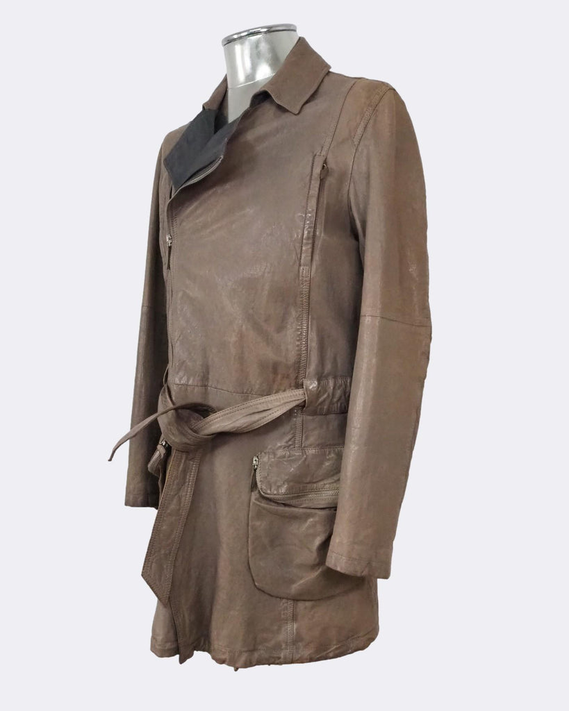 Mid length leather jacket shop